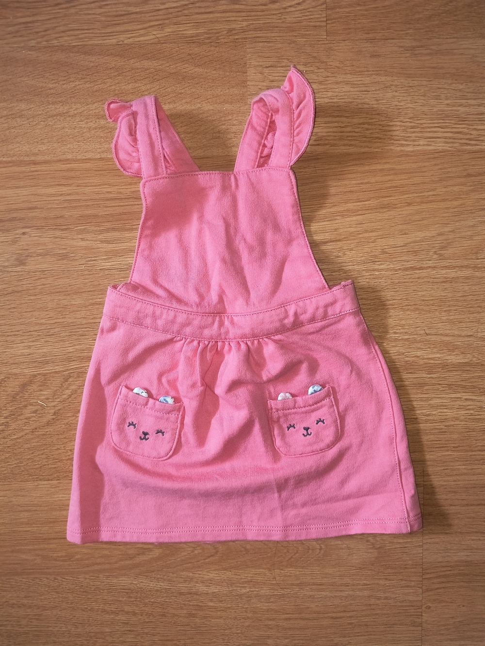 Carter's Pink Ruffle-Strap Overall Dress with Pocket Faces